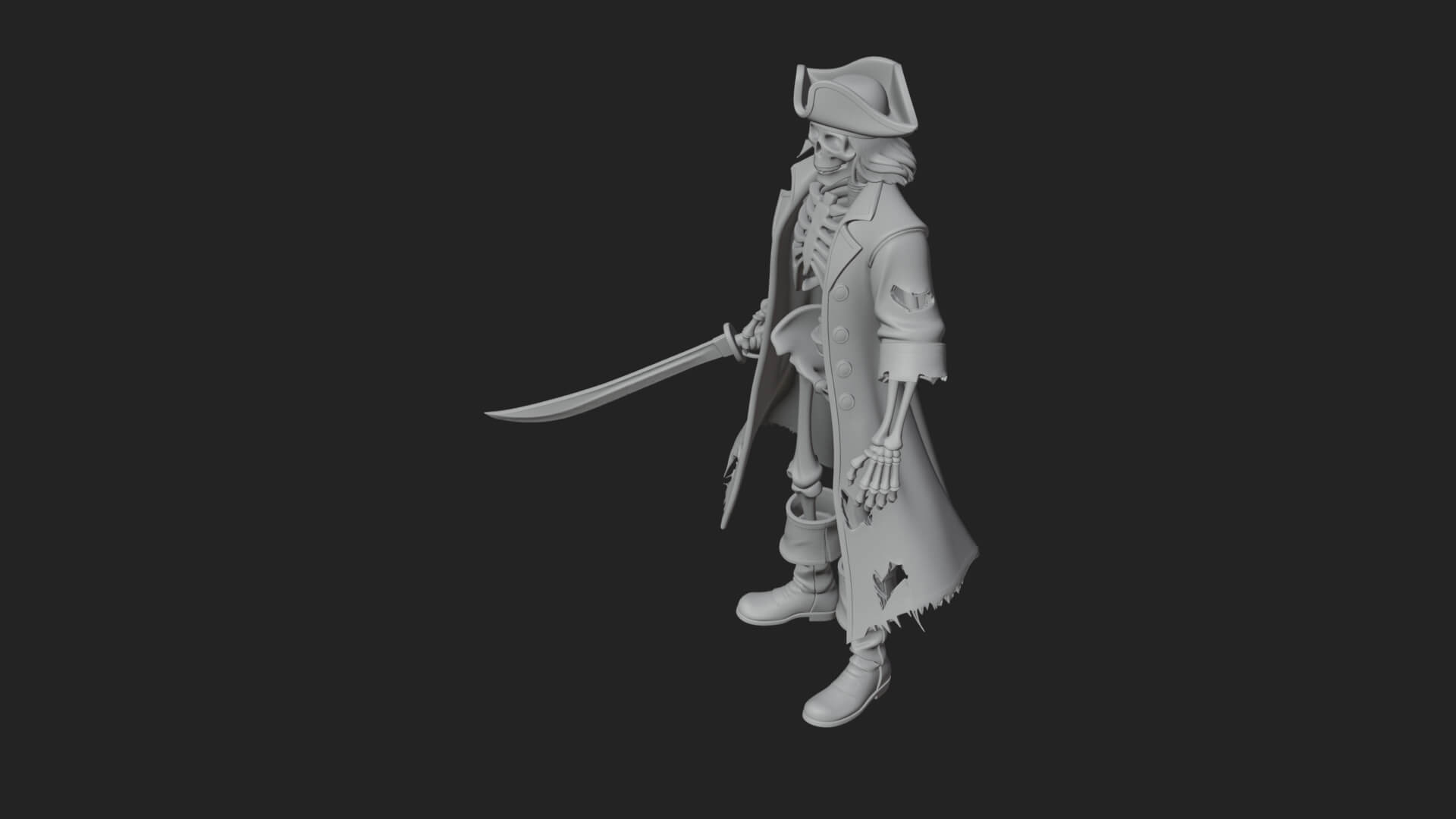 Skeleton Pirate Statue Design 9 3D Print Model 3D Model