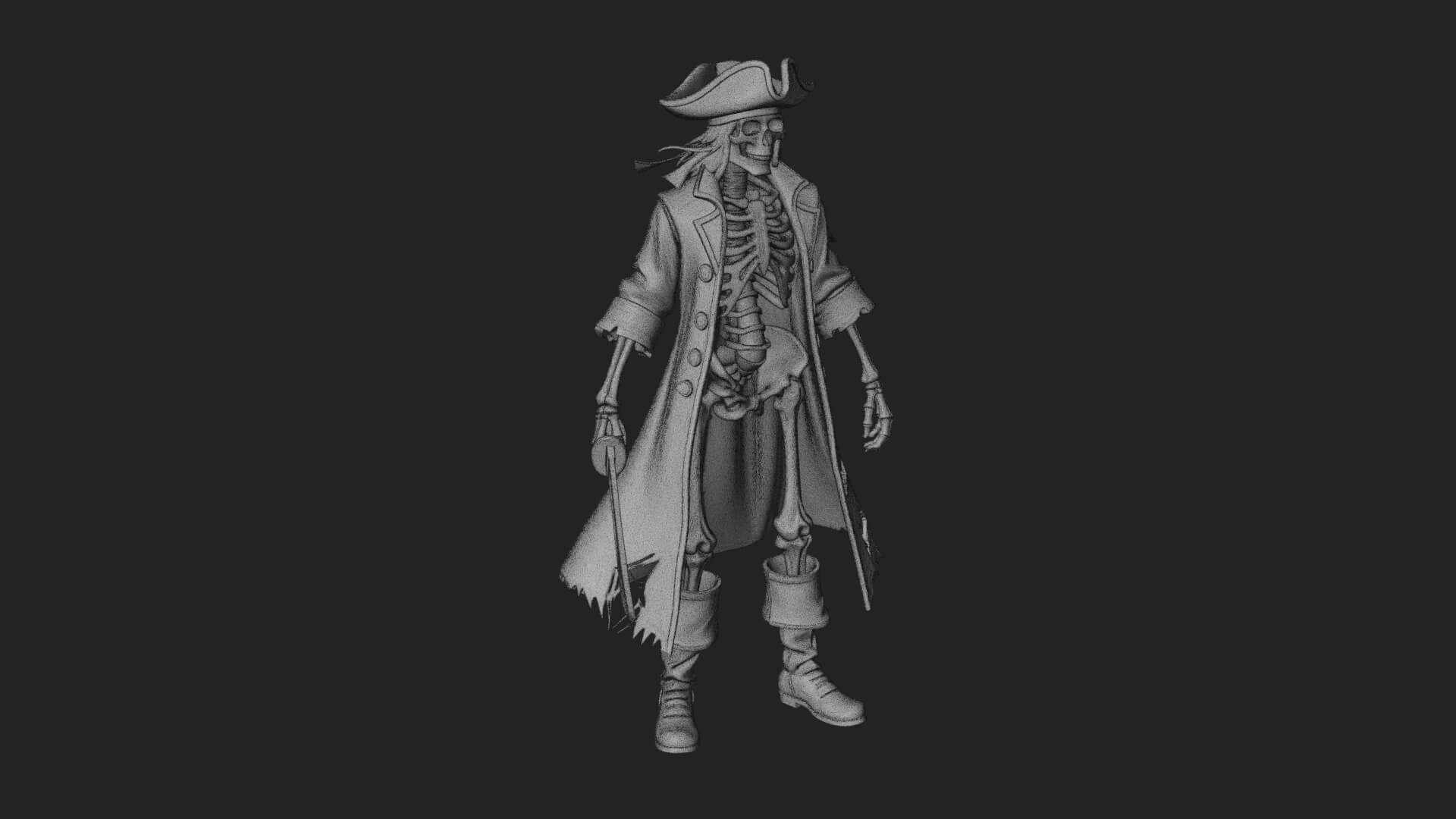 Skeleton Pirate Statue Design 9 3D Print Model 3D Model