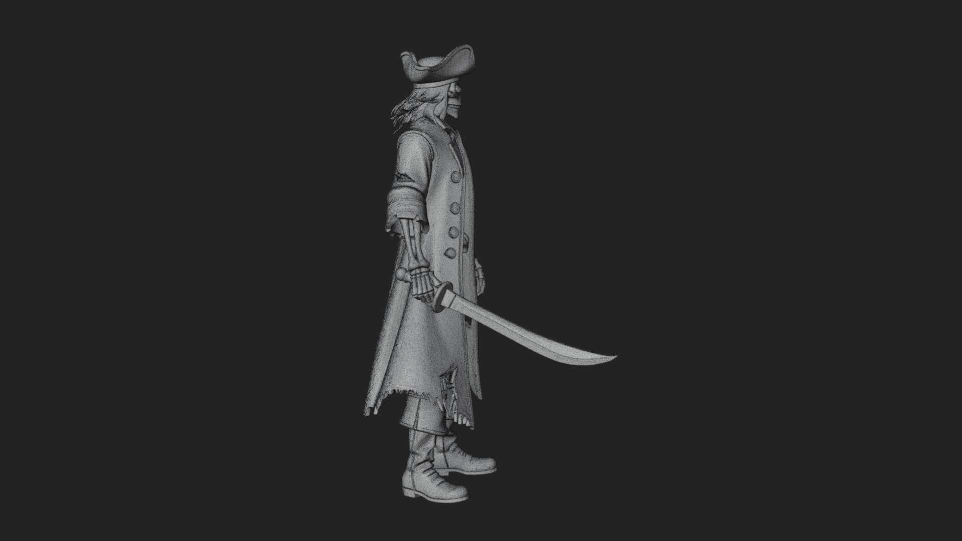 Skeleton Pirate Statue Design 9 3D Print Model 3D Model