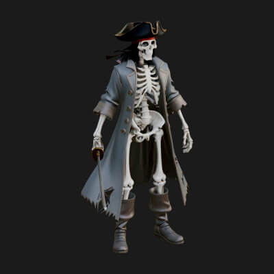 Skeleton Pirate Statue Design 9 3D Print Model