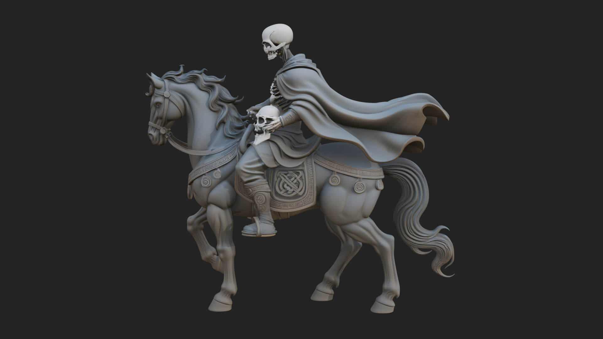 Skeleton Rider on Horse Statue Design 1 3D Print Model 3D Model
