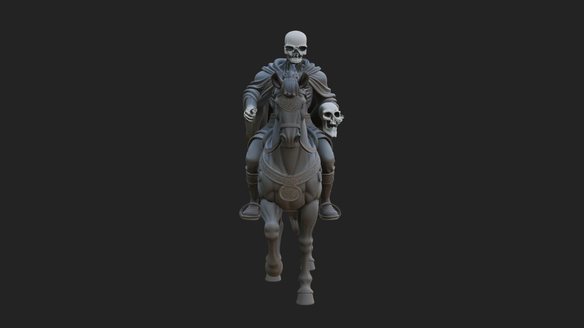 Skeleton Rider on Horse Statue Design 1 3D Print Model 3D Model