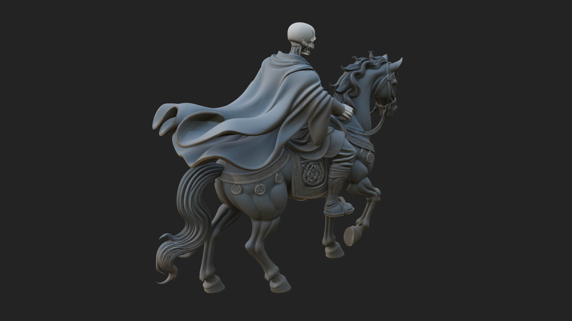 Skeleton Rider on Horse Statue Design 1 3D Print Model 3D Model