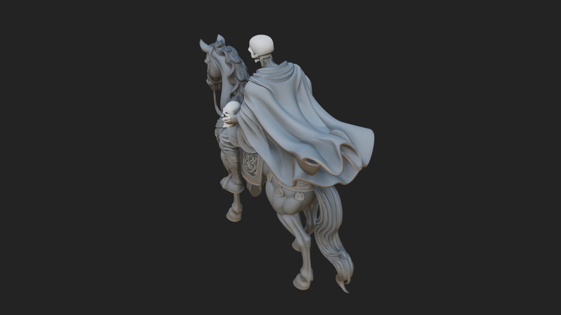 Skeleton Rider on Horse Statue Design 1 3D Print Model 3D Model
