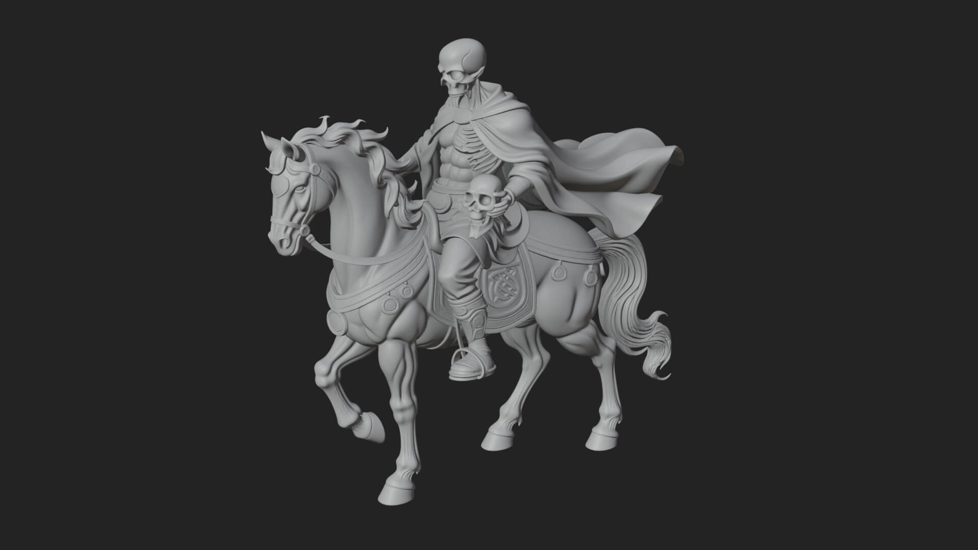 Skeleton Rider on Horse Statue Design 1 3D Print Model 3D Model