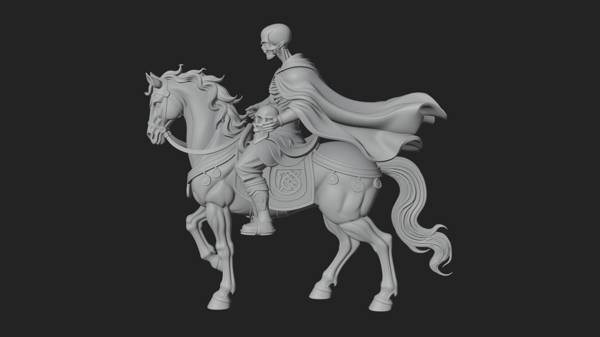 Skeleton Rider on Horse Statue Design 1 3D Print Model 3D Model