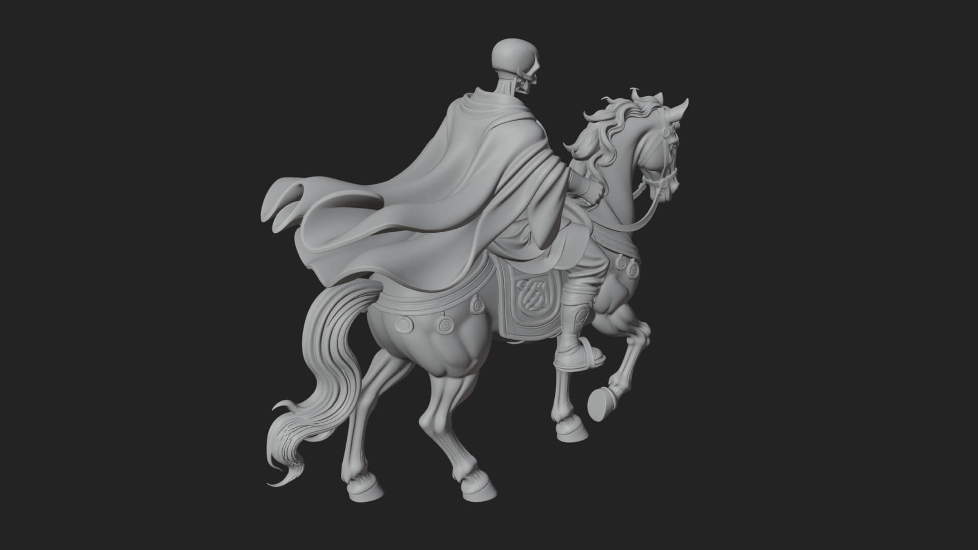Skeleton Rider on Horse Statue Design 1 3D Print Model 3D Model