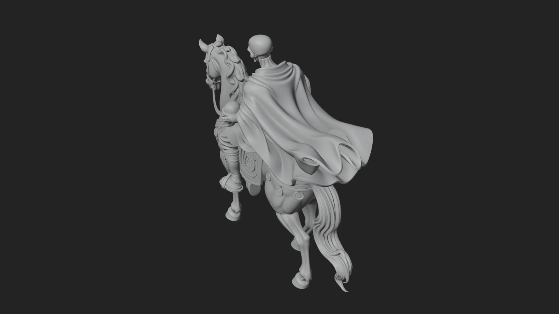 Skeleton Rider on Horse Statue Design 1 3D Print Model 3D Model