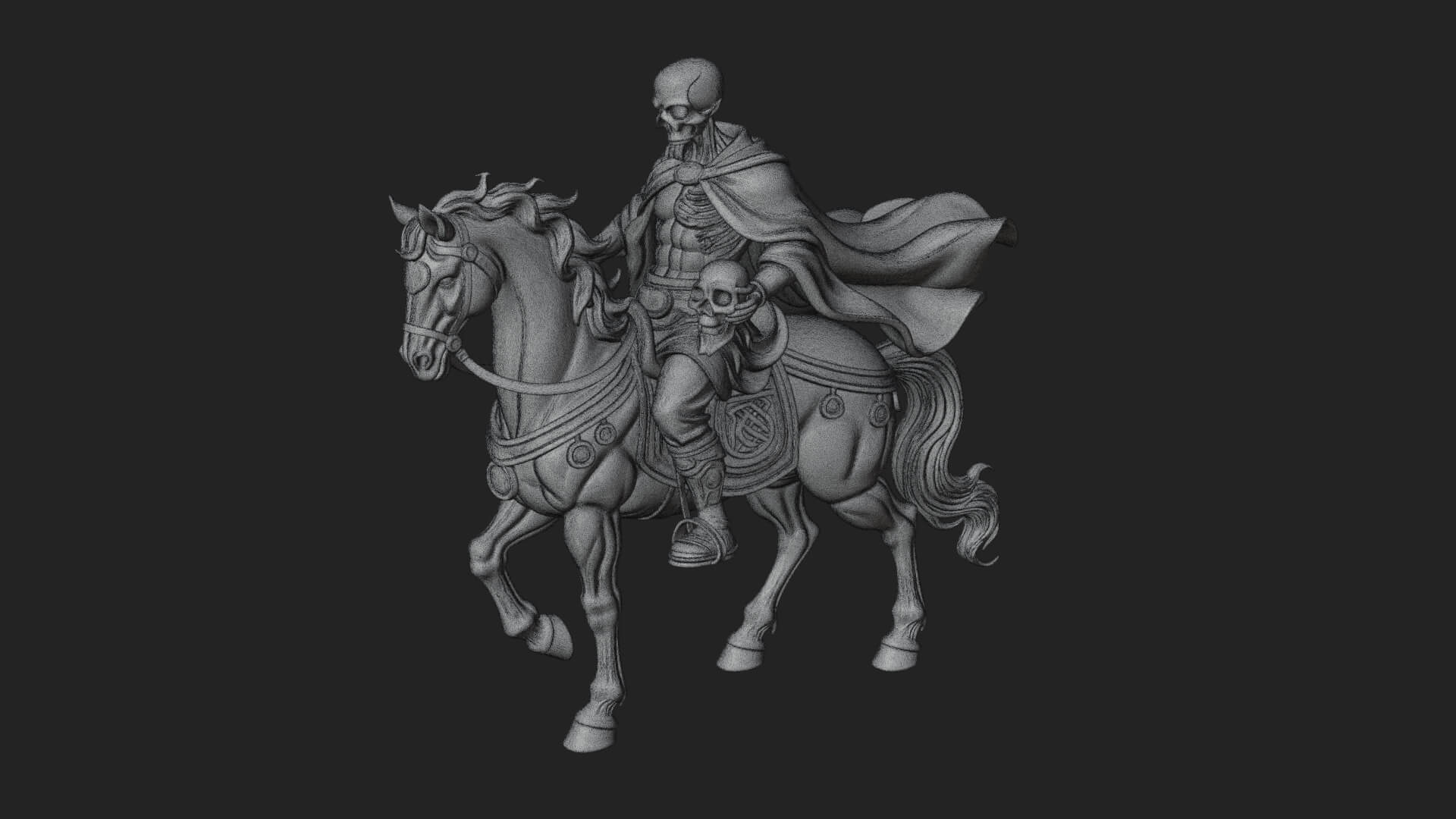 Skeleton Rider on Horse Statue Design 1 3D Print Model 3D Model