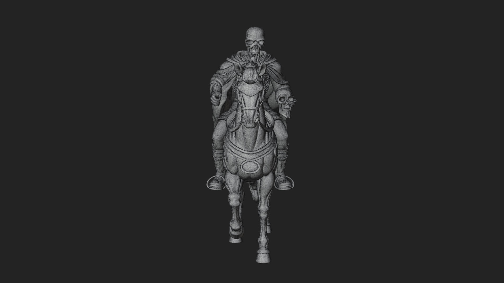 Skeleton Rider on Horse Statue Design 1 3D Print Model 3D Model