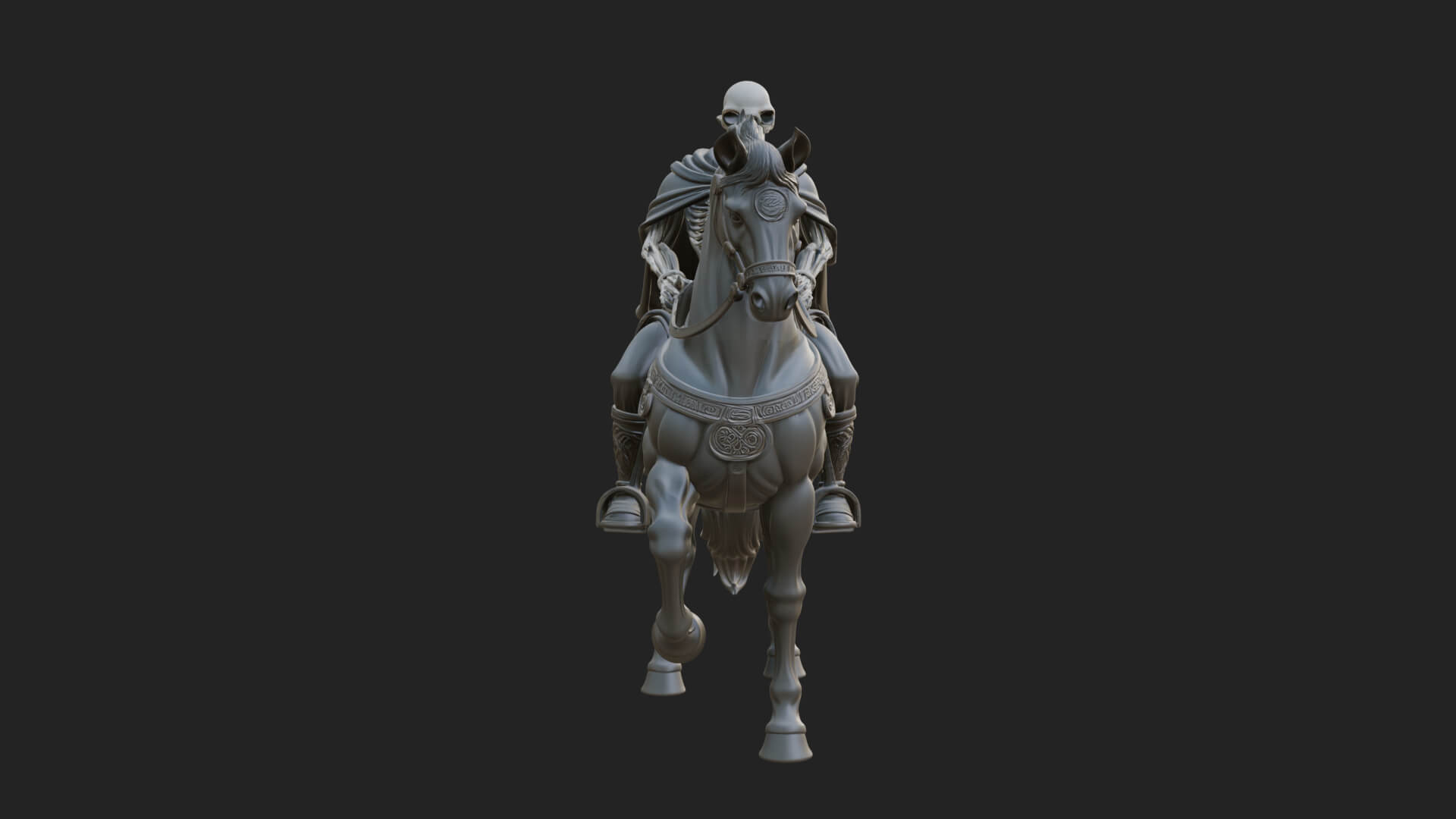 Skeleton Rider on Horse Statue Design 2 3D Print Model 3D Model