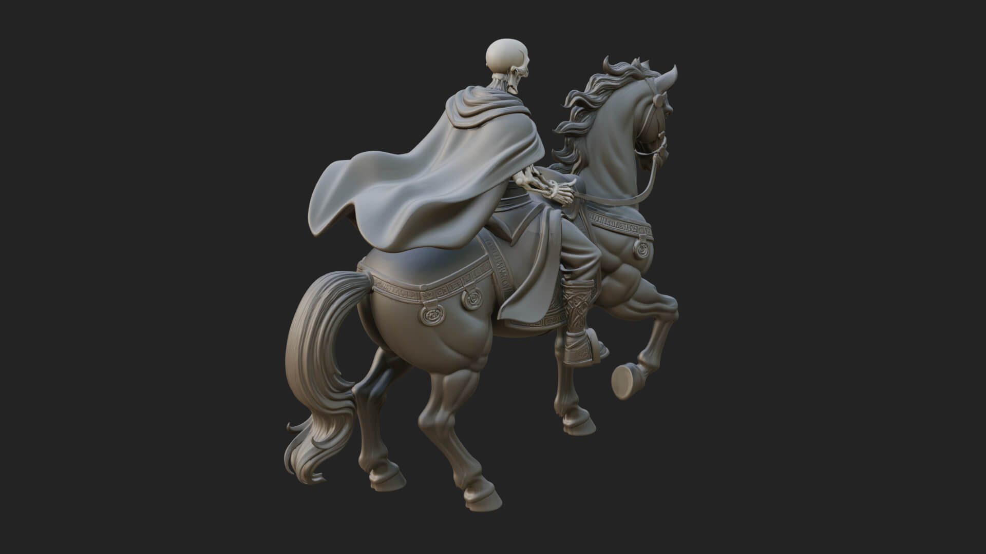 Skeleton Rider on Horse Statue Design 2 3D Print Model 3D Model