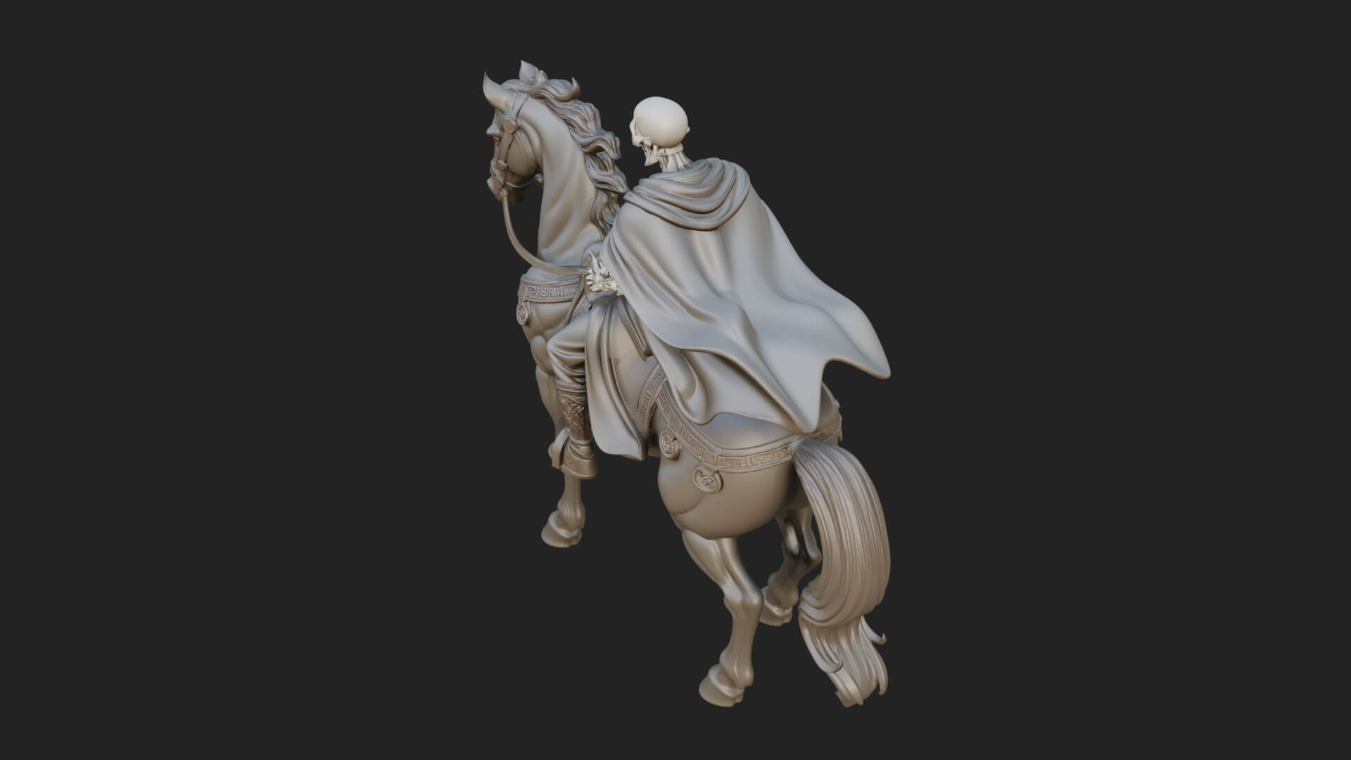 Skeleton Rider on Horse Statue Design 2 3D Print Model 3D Model