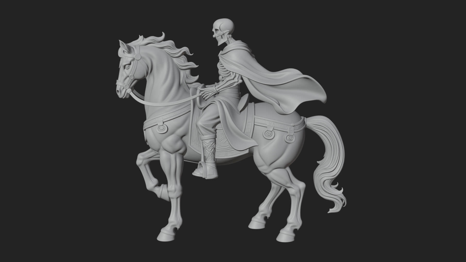 Skeleton Rider on Horse Statue Design 2 3D Print Model 3D Model