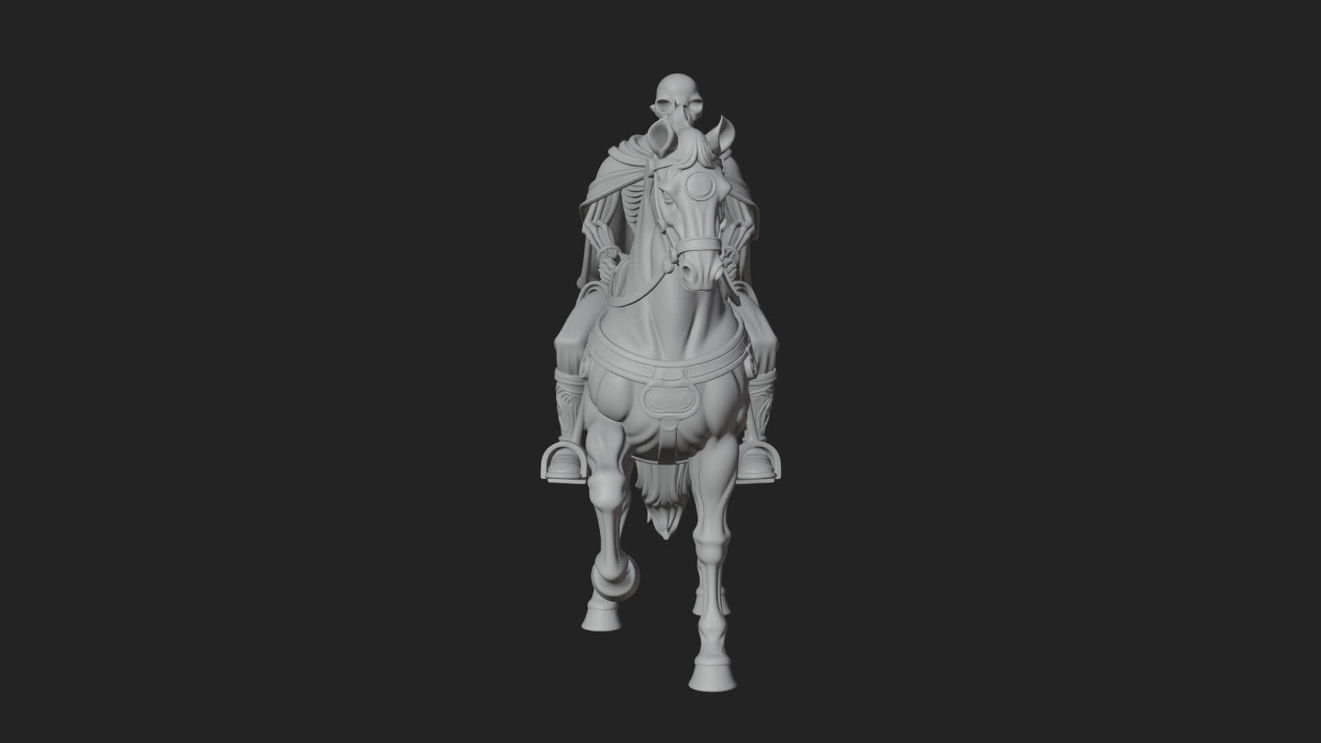 Skeleton Rider on Horse Statue Design 2 3D Print Model 3D Model
