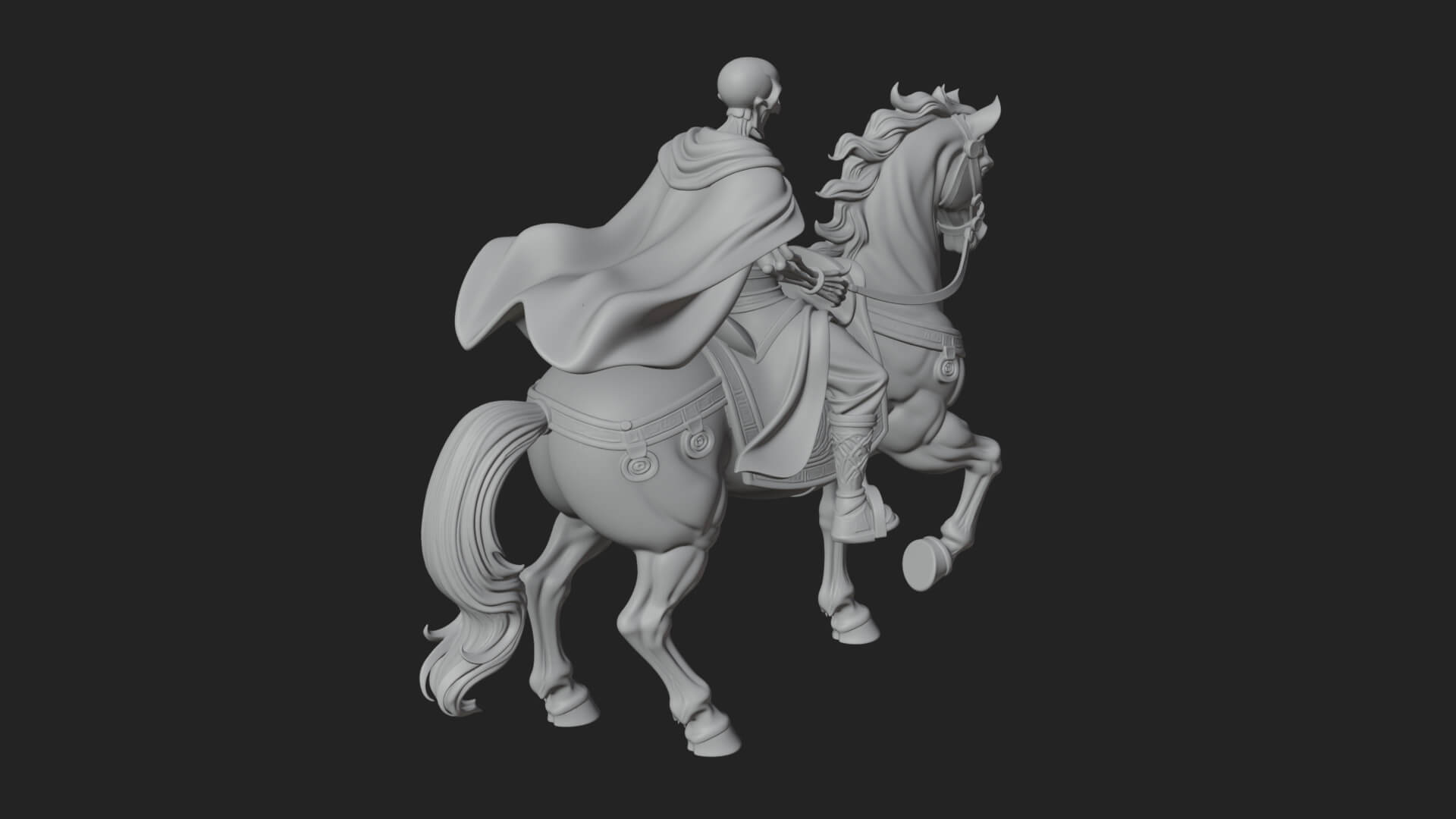 Skeleton Rider on Horse Statue Design 2 3D Print Model 3D Model