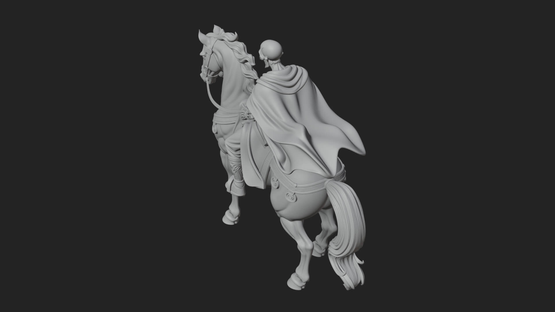 Skeleton Rider on Horse Statue Design 2 3D Print Model 3D Model