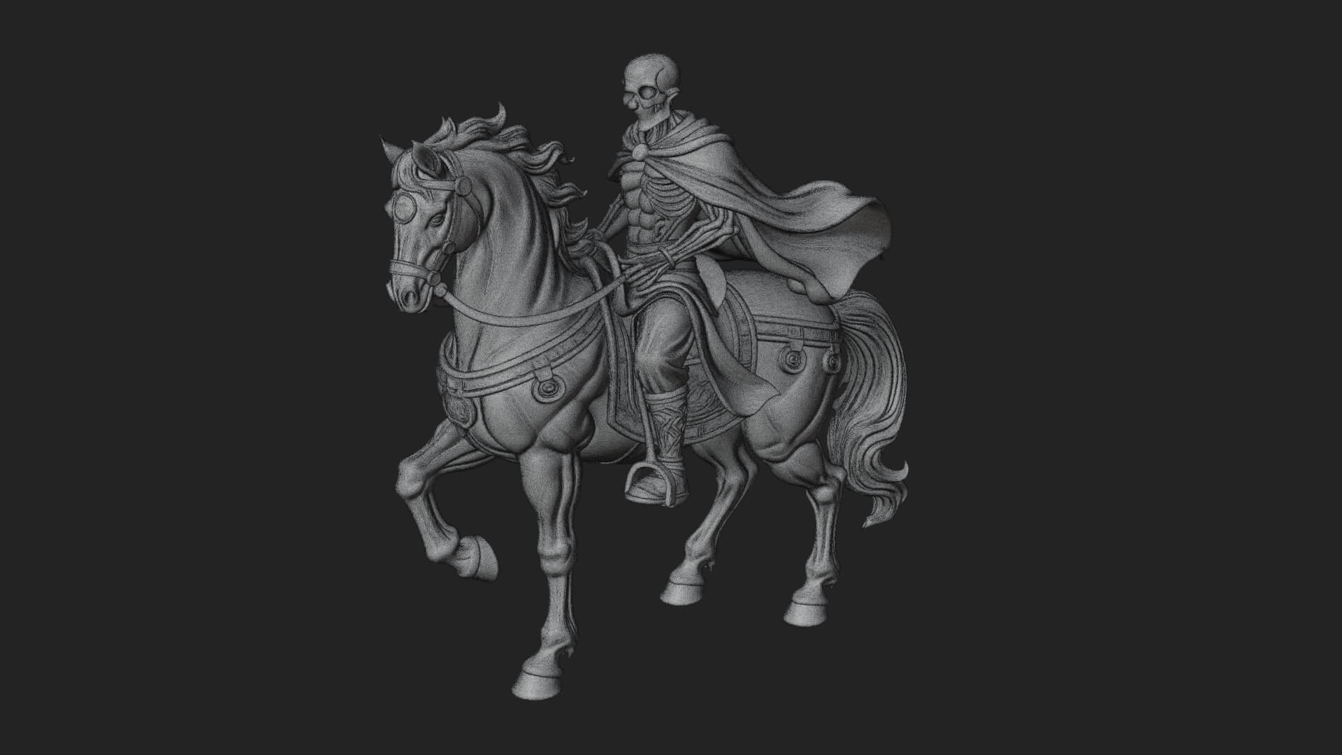 Skeleton Rider on Horse Statue Design 2 3D Print Model 3D Model