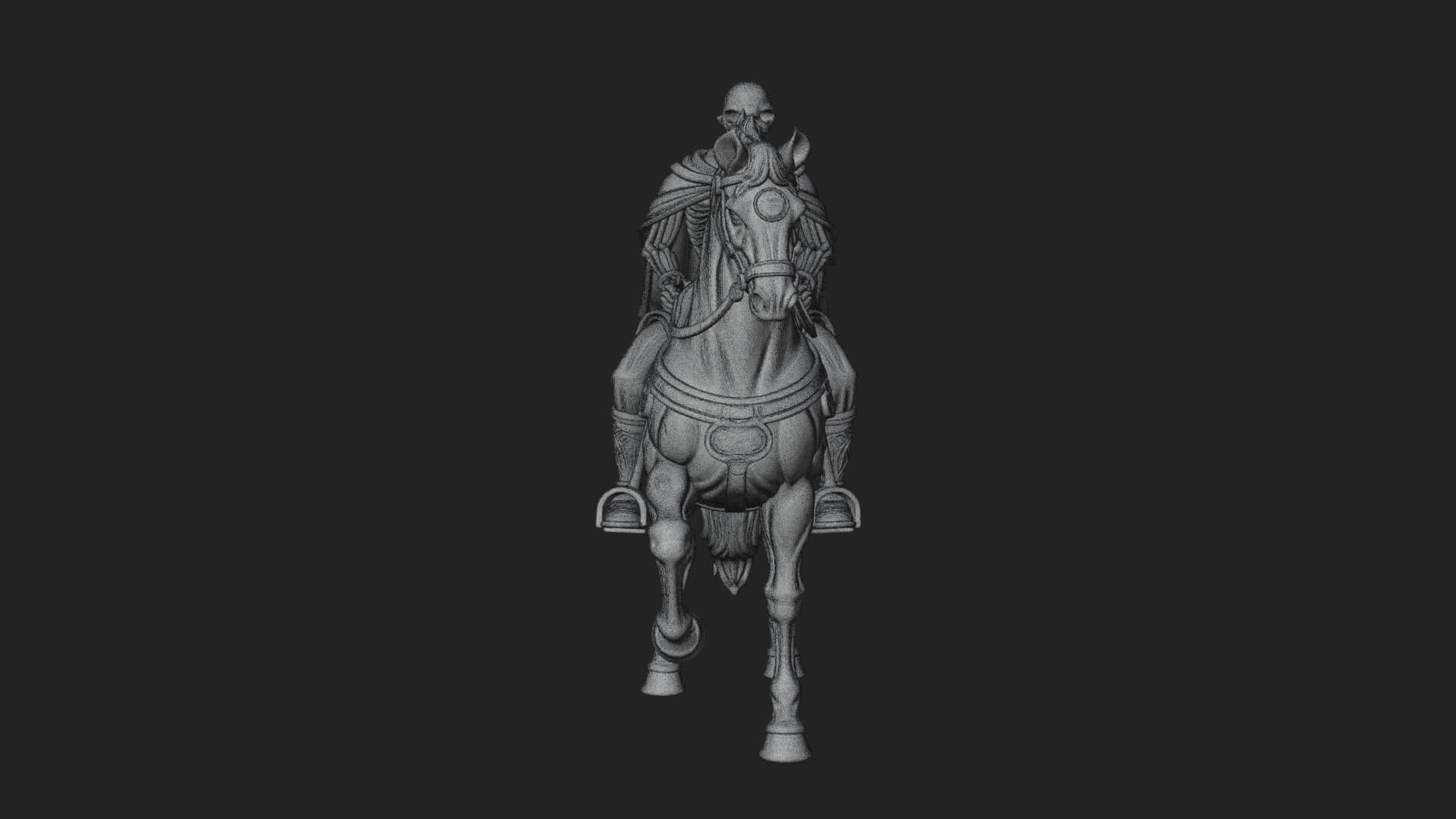 Skeleton Rider on Horse Statue Design 2 3D Print Model 3D Model