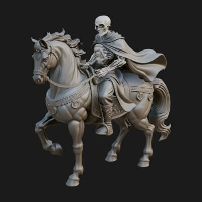 Skeleton Rider on Horse Statue Design 2 3D Print Model
