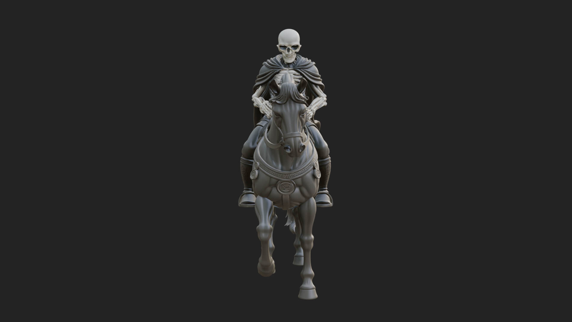 Skeleton Rider on Horse Statue Design 3 3D Print Model 3D Model
