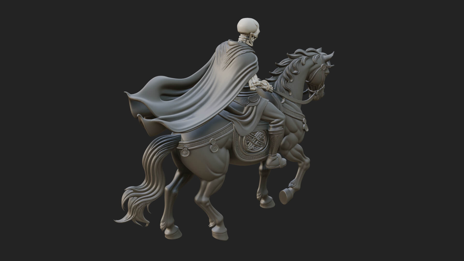Skeleton Rider on Horse Statue Design 3 3D Print Model 3D Model