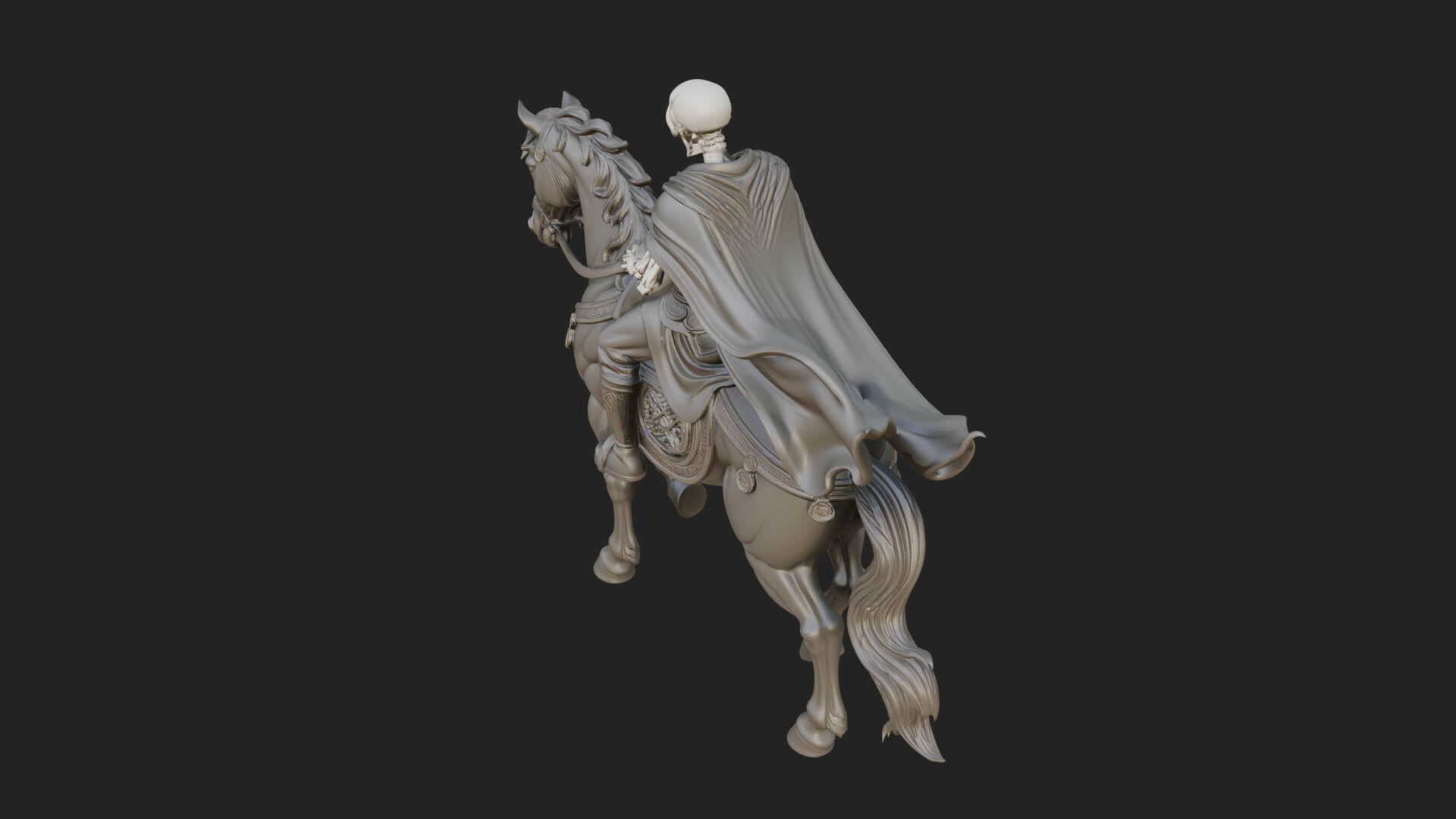 Skeleton Rider on Horse Statue Design 3 3D Print Model 3D Model