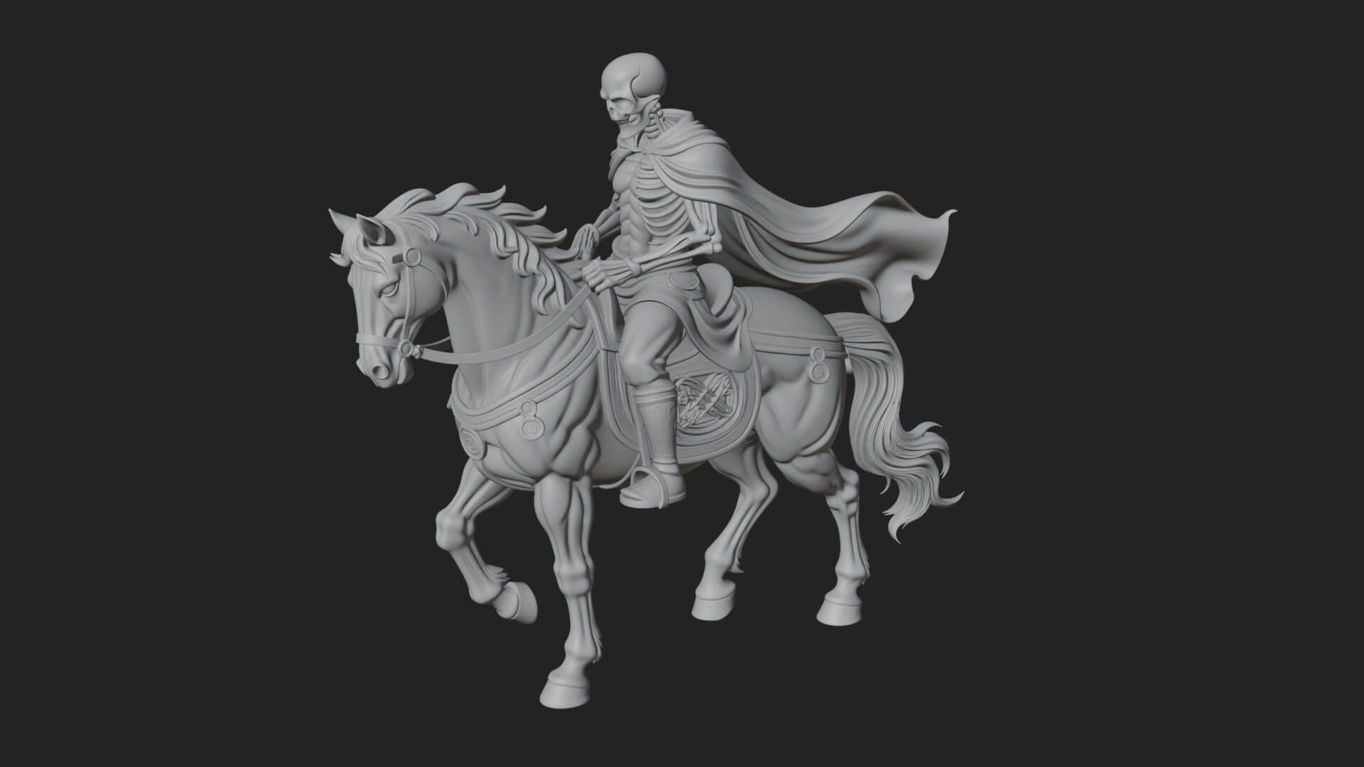 Skeleton Rider on Horse Statue Design 3 3D Print Model 3D Model