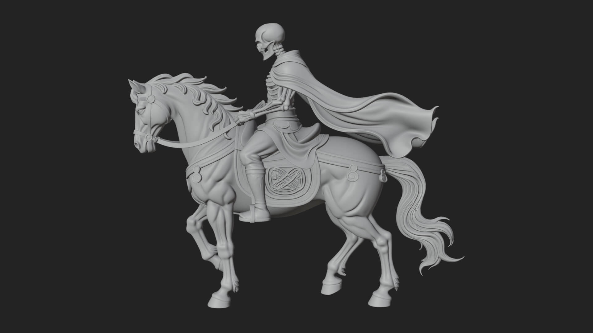 Skeleton Rider on Horse Statue Design 3 3D Print Model 3D Model