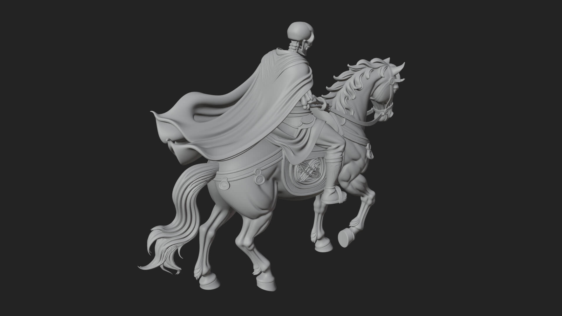 Skeleton Rider on Horse Statue Design 3 3D Print Model 3D Model