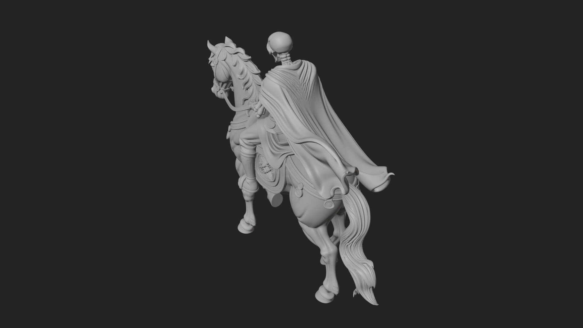 Skeleton Rider on Horse Statue Design 3 3D Print Model 3D Model
