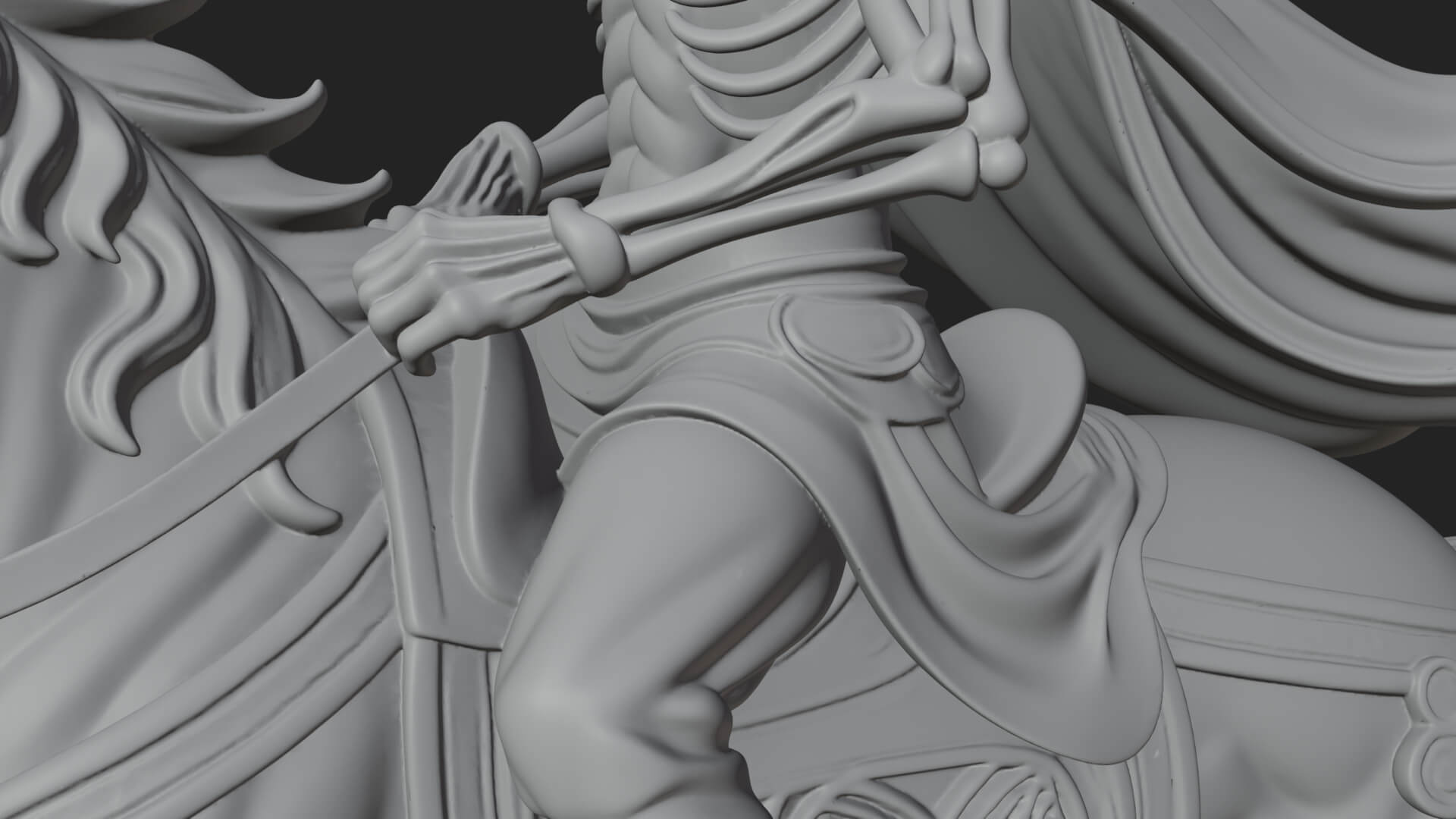 Skeleton Rider on Horse Statue Design 3 3D Print Model 3D Model