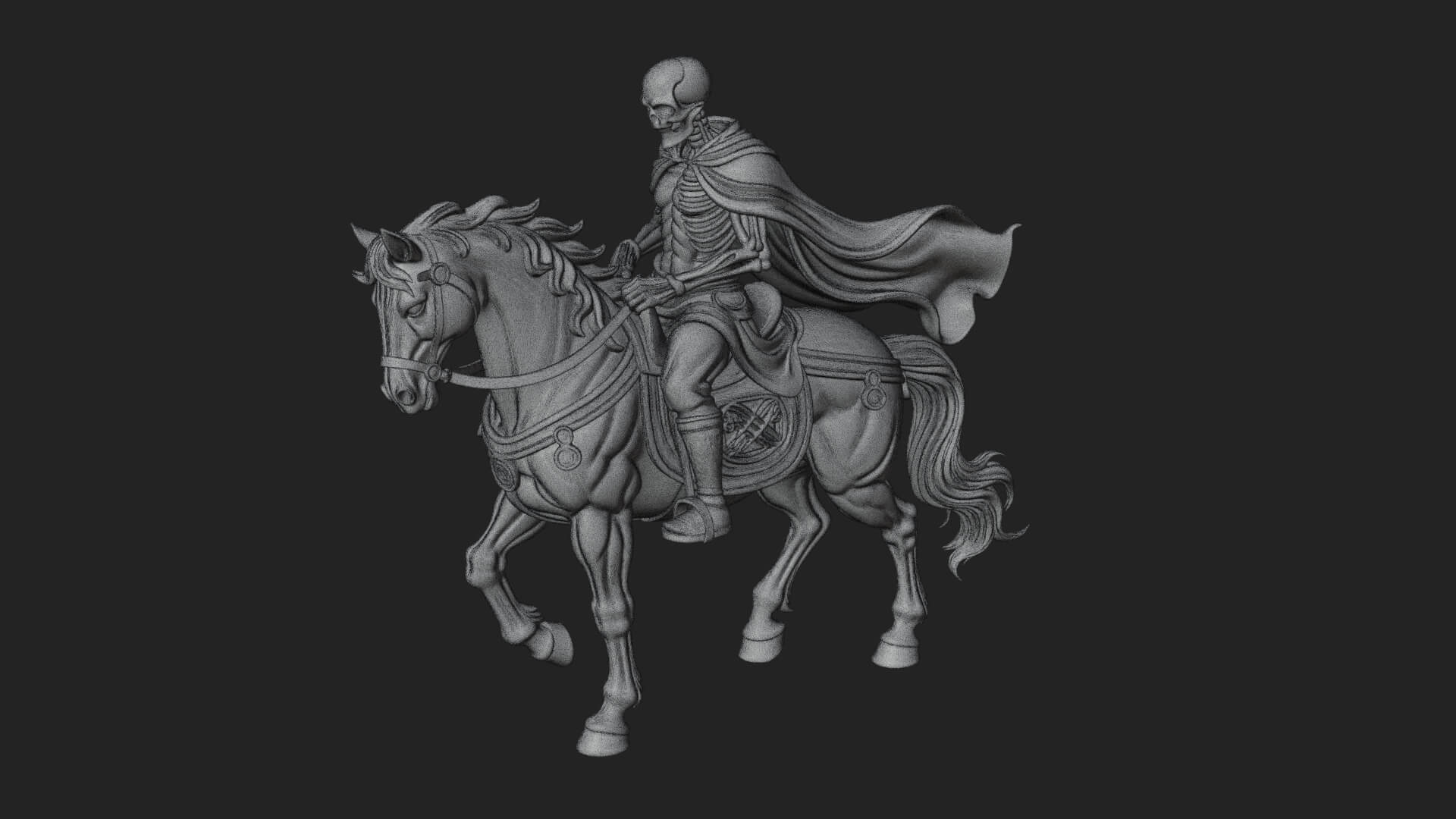 Skeleton Rider on Horse Statue Design 3 3D Print Model 3D Model