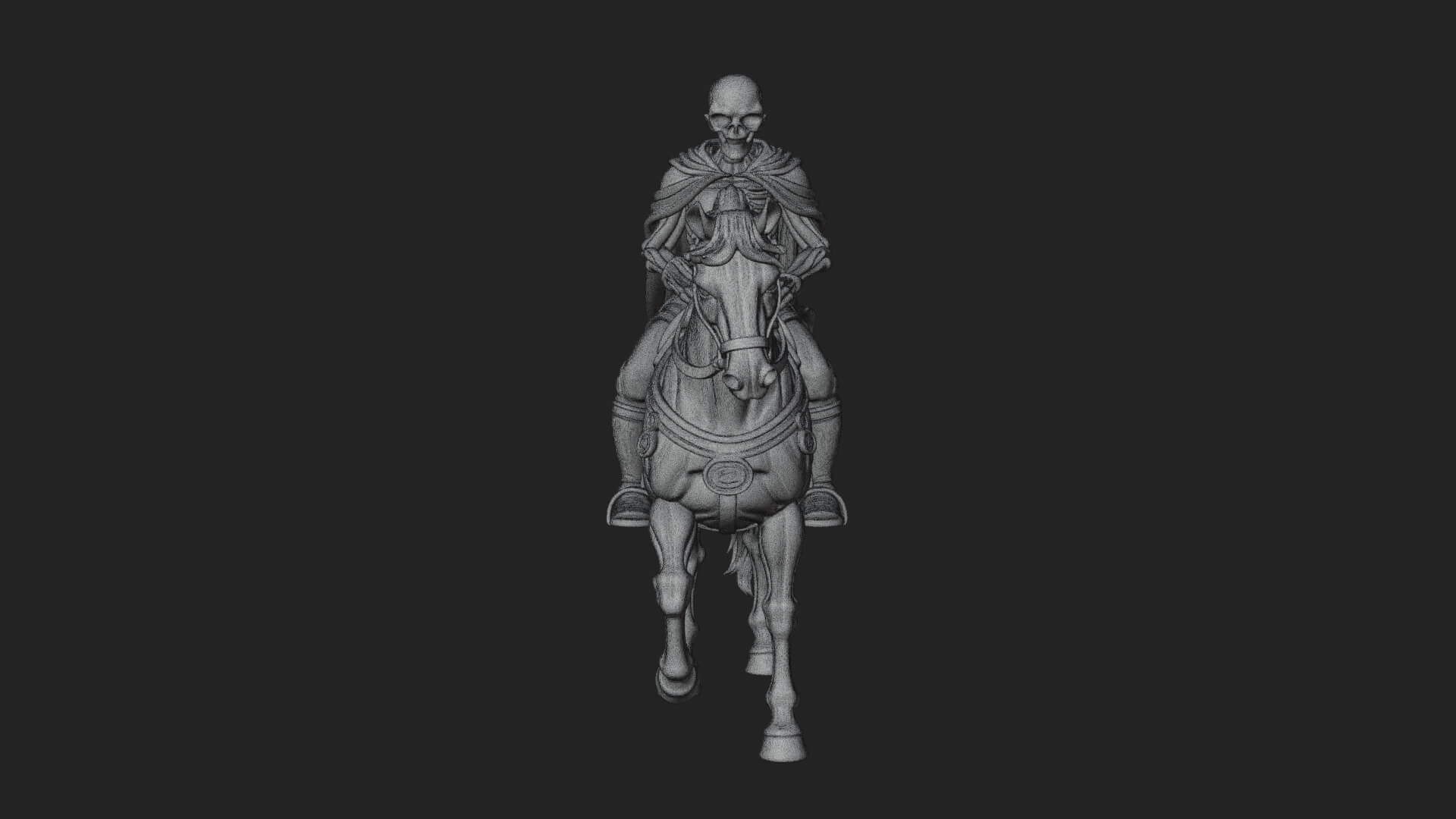 Skeleton Rider on Horse Statue Design 3 3D Print Model 3D Model