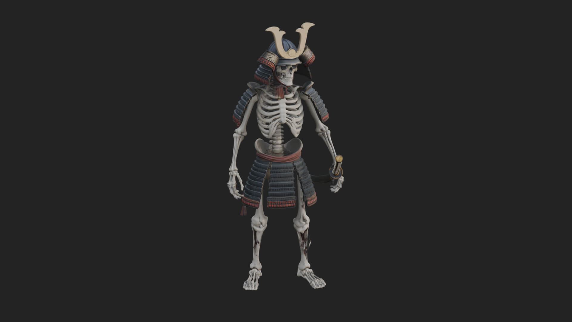 Skeleton Samurai Statue Design 1 3D Print Model 3D Model