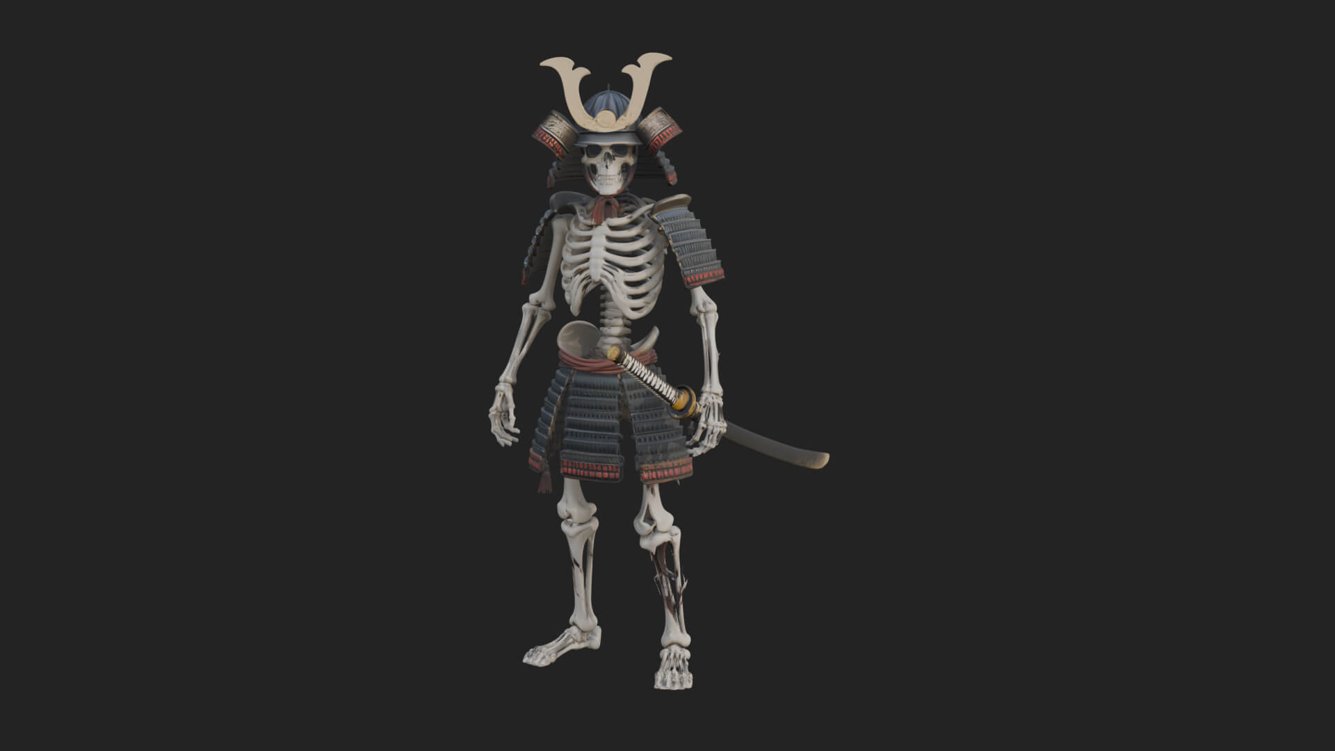 Skeleton Samurai Statue Design 1 3D Print Model 3D Model