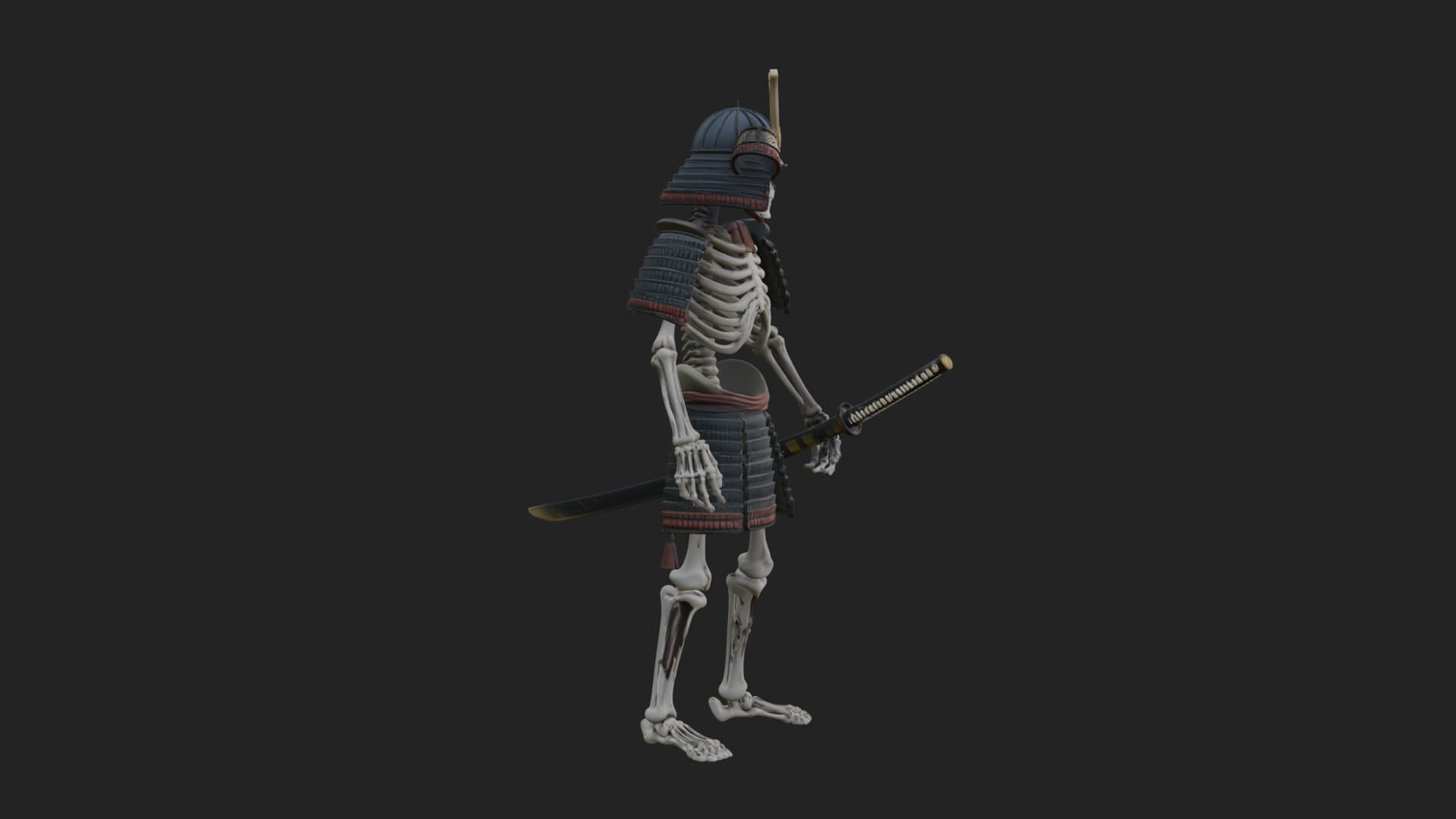 Skeleton Samurai Statue Design 1 3D Print Model 3D Model