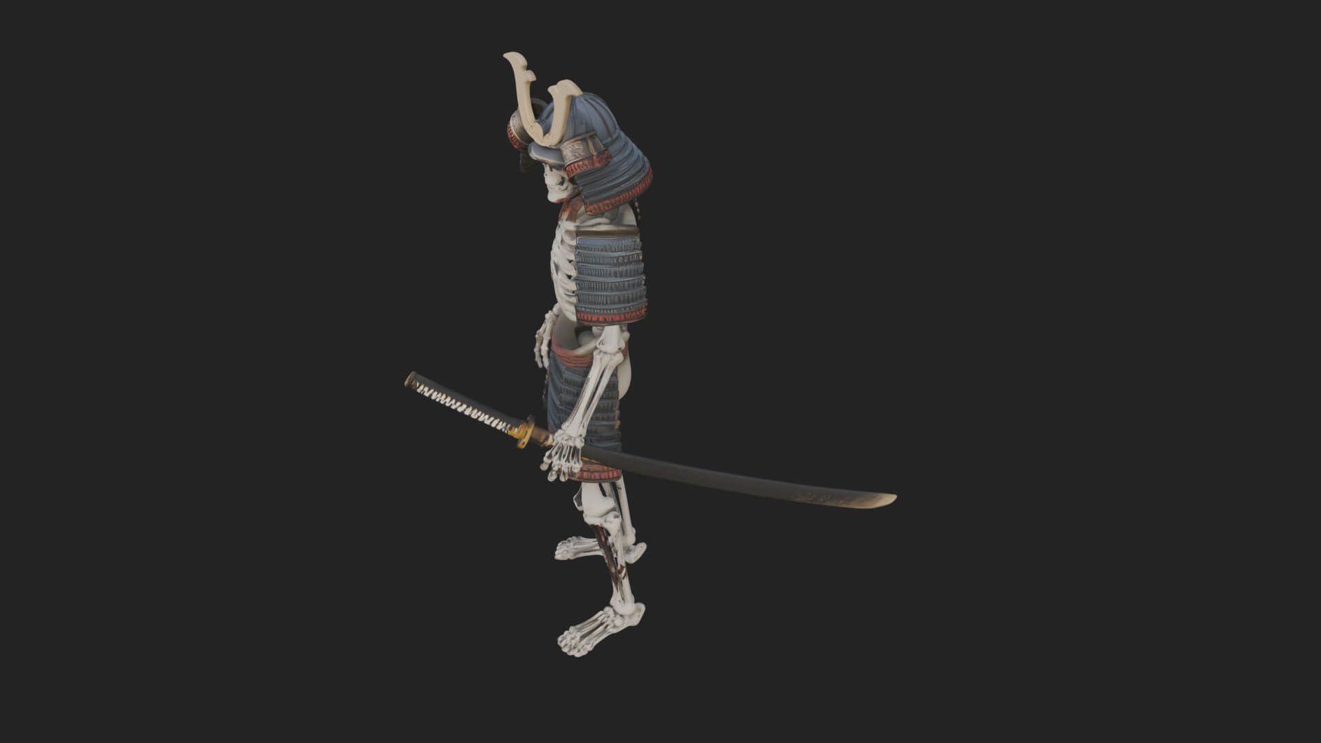 Skeleton Samurai Statue Design 1 3D Print Model 3D Model