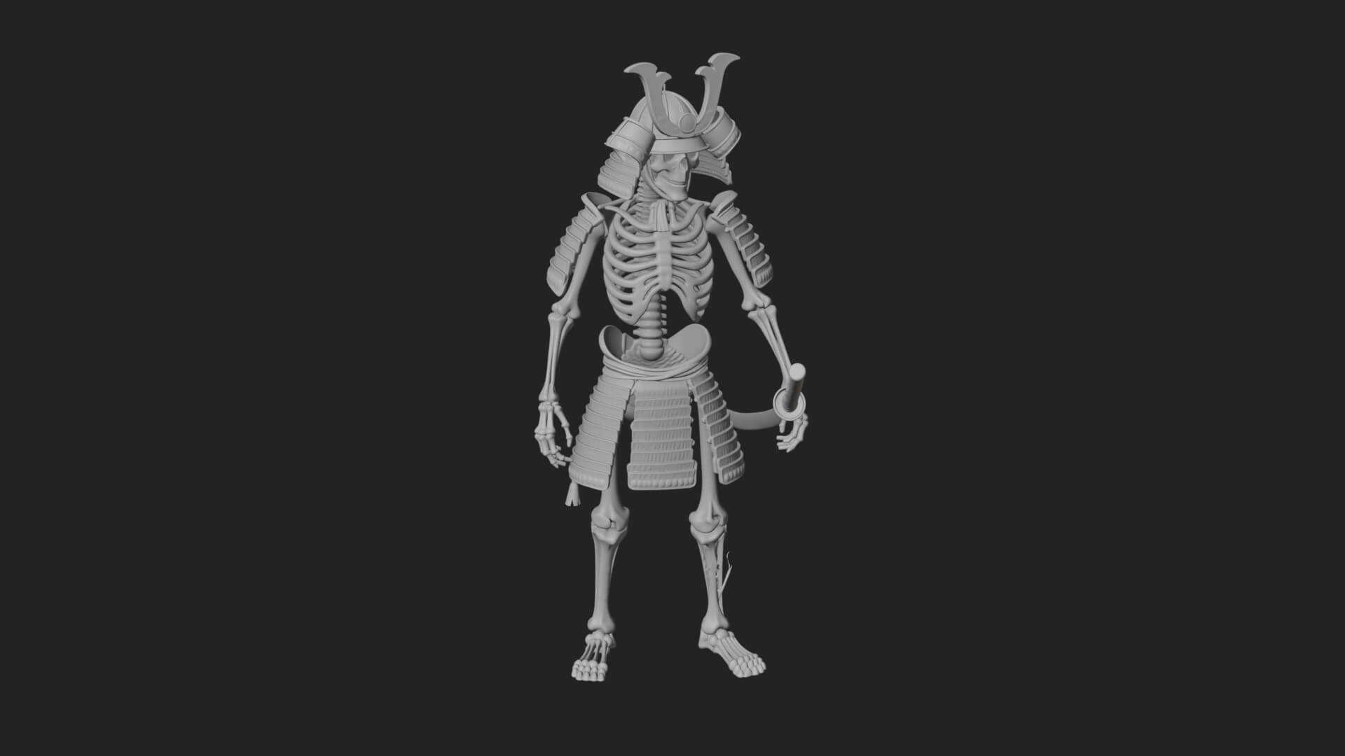 Skeleton Samurai Statue Design 1 3D Print Model 3D Model