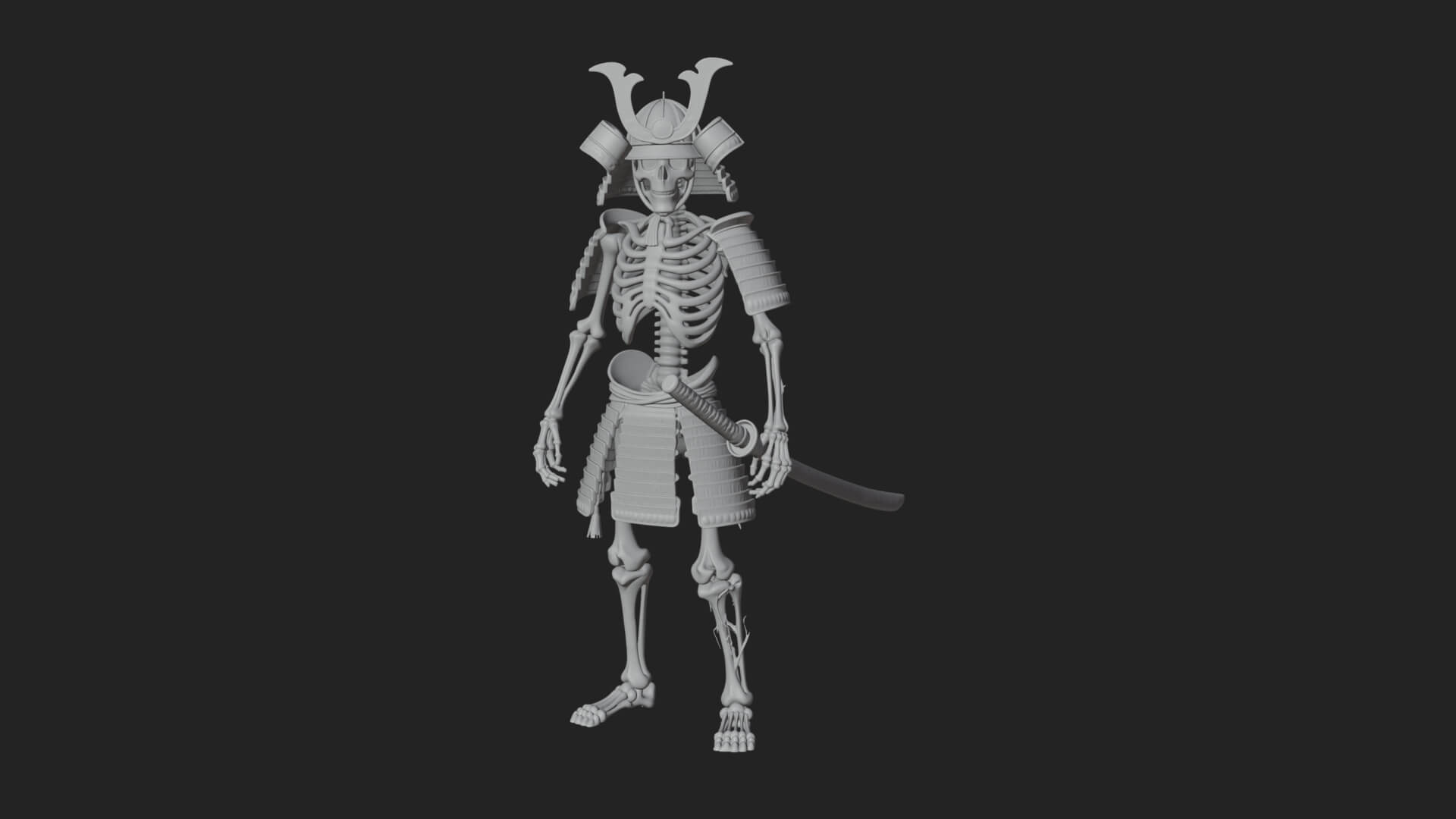 Skeleton Samurai Statue Design 1 3D Print Model 3D Model