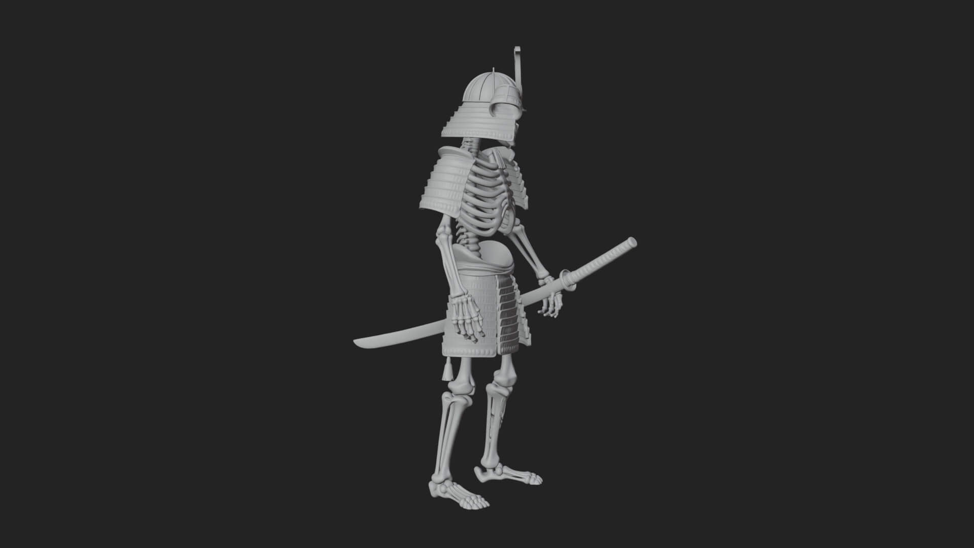 Skeleton Samurai Statue Design 1 3D Print Model 3D Model