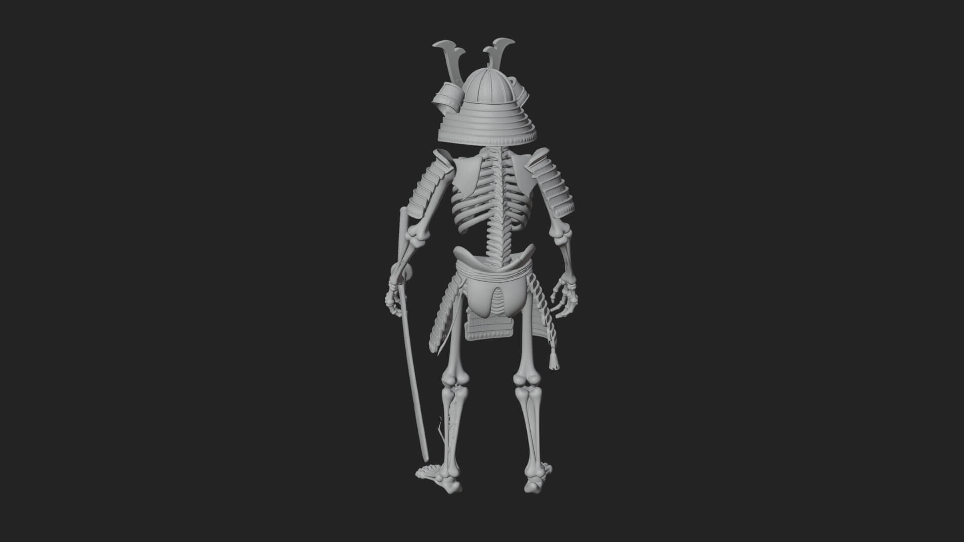 Skeleton Samurai Statue Design 1 3D Print Model 3D Model