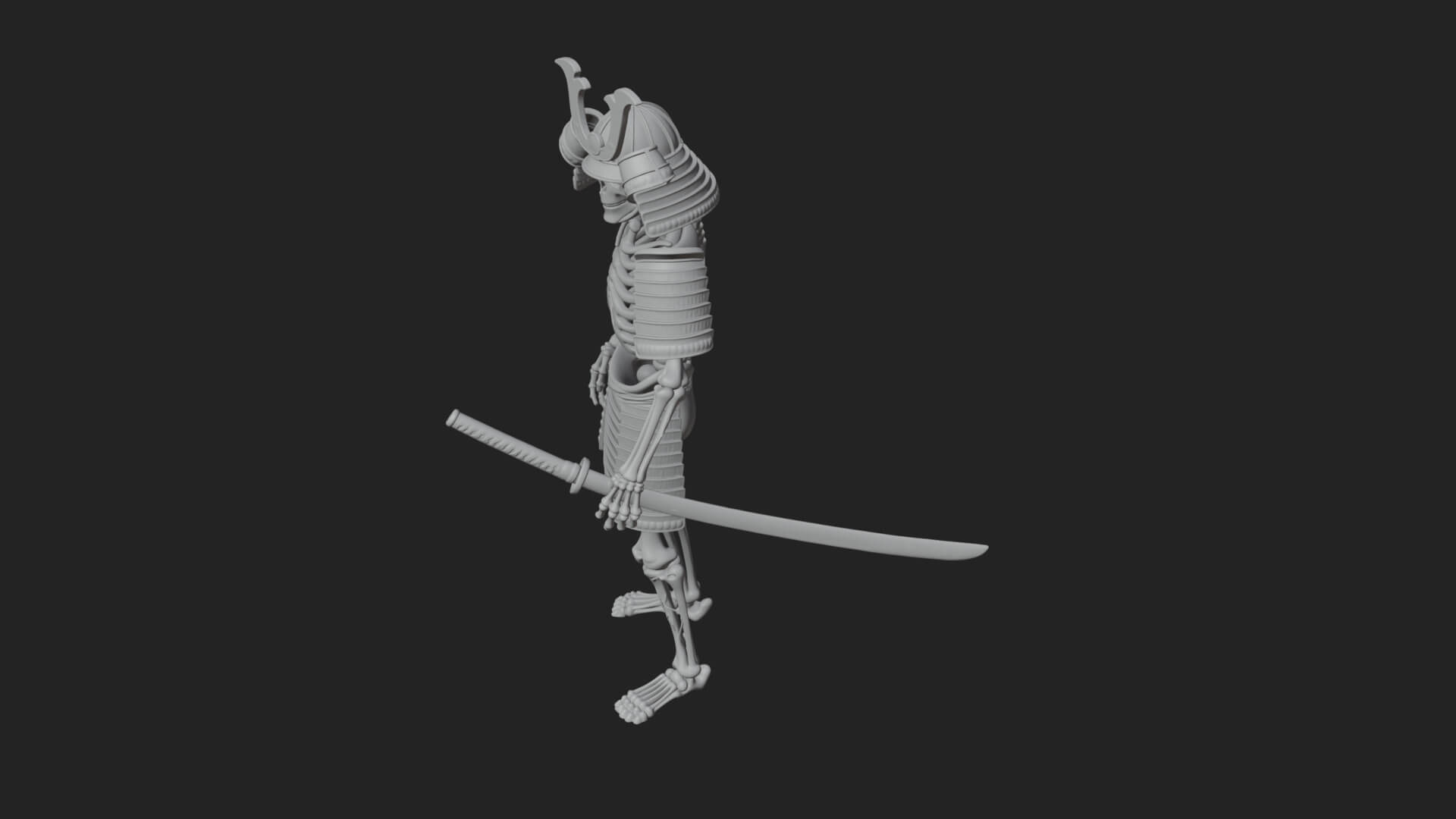 Skeleton Samurai Statue Design 1 3D Print Model 3D Model