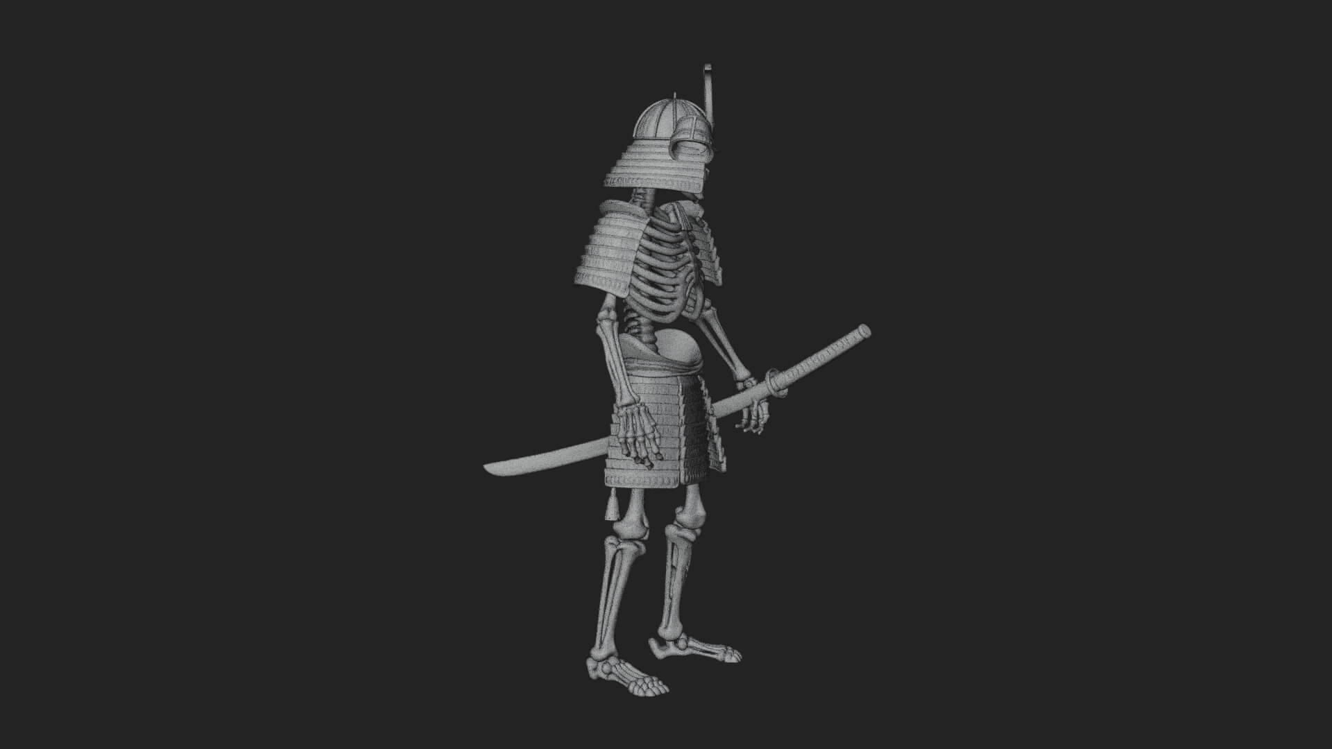 Skeleton Samurai Statue Design 1 3D Print Model 3D Model