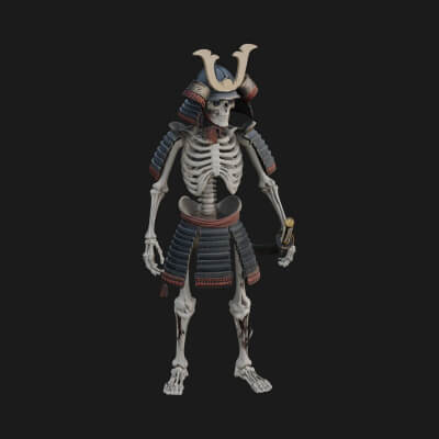 Skeleton Samurai Statue Design 1 3D Print Model