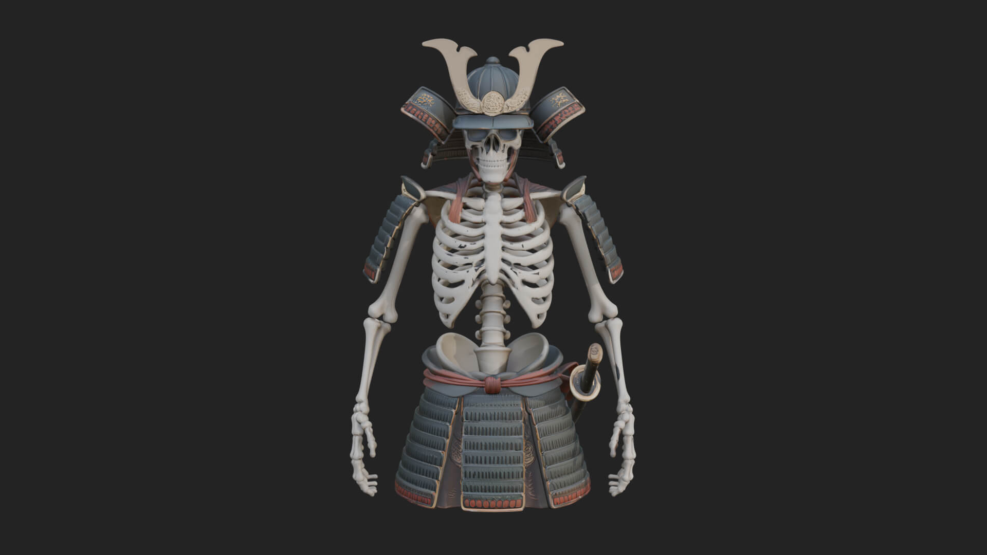 Skeleton Samurai Statue Design 2 3D Print Model 3D Model