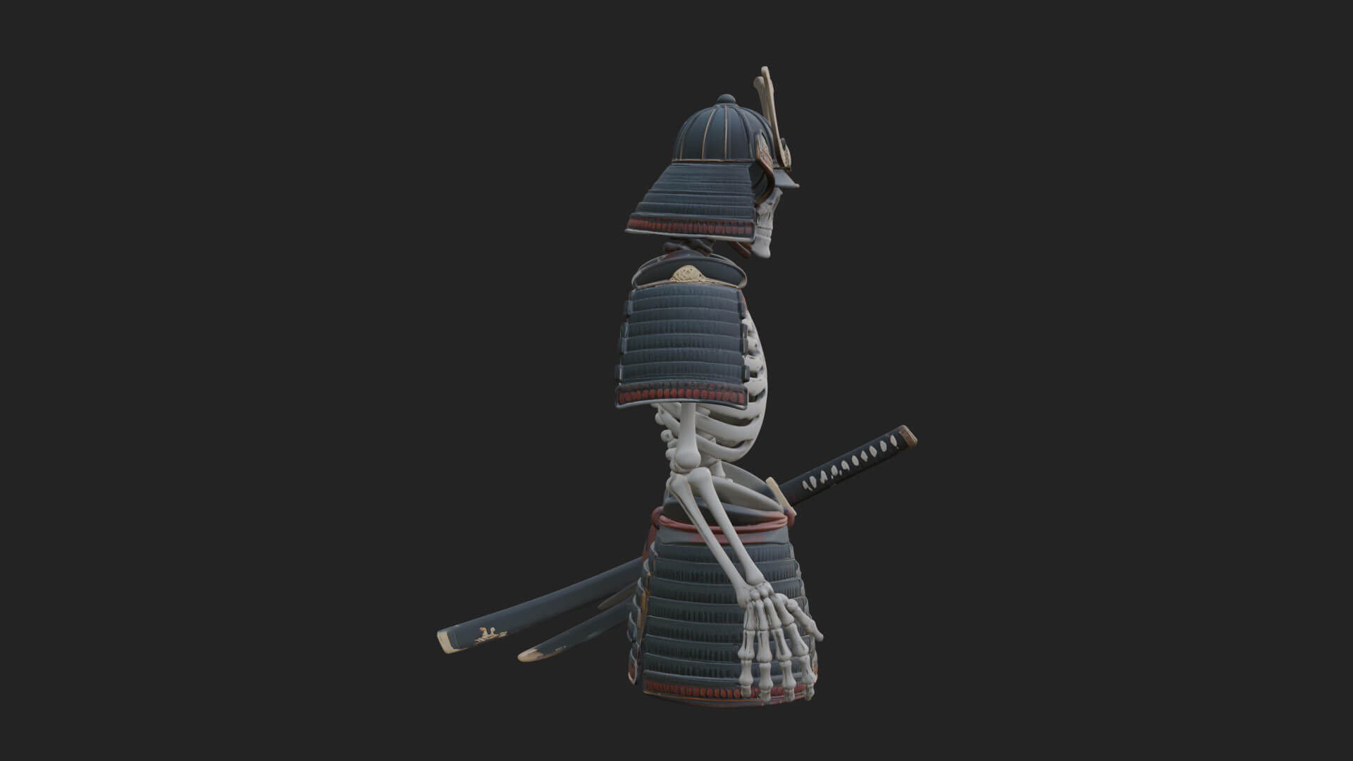 Skeleton Samurai Statue Design 2 3D Print Model 3D Model