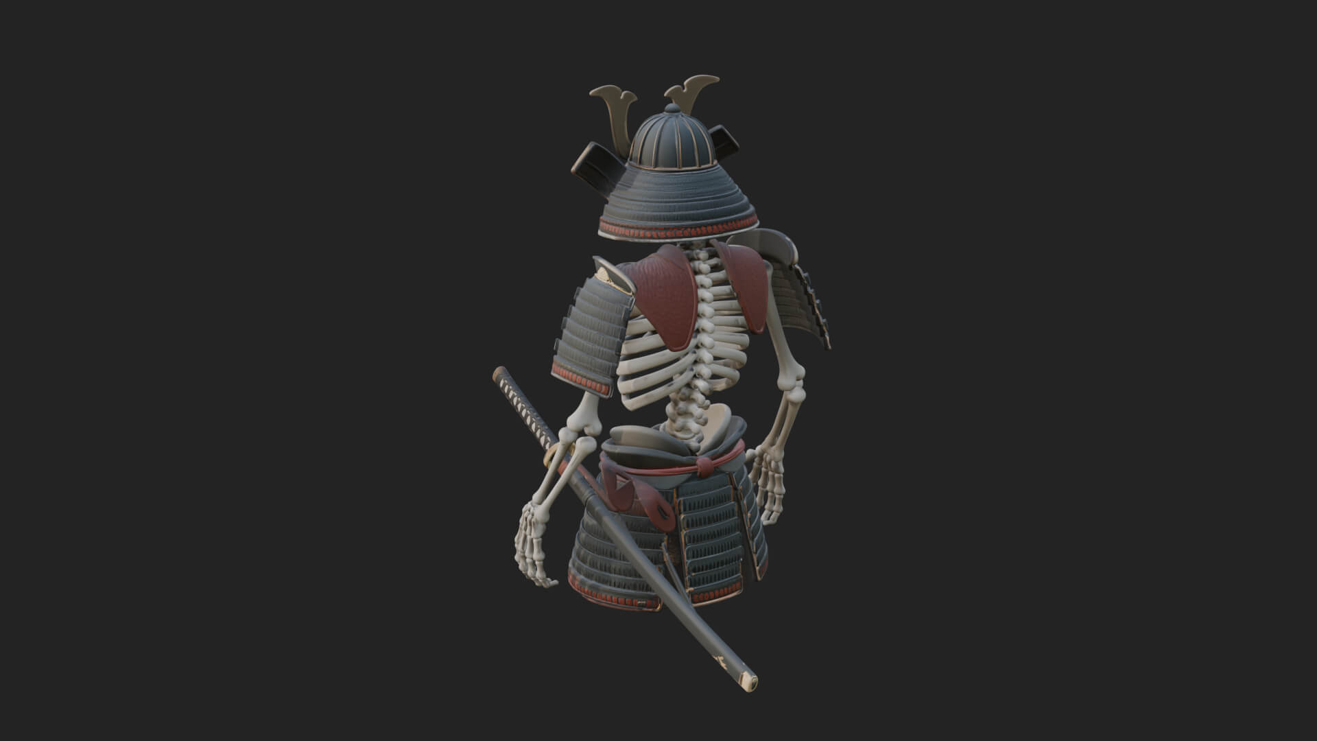 Skeleton Samurai Statue Design 2 3D Print Model 3D Model