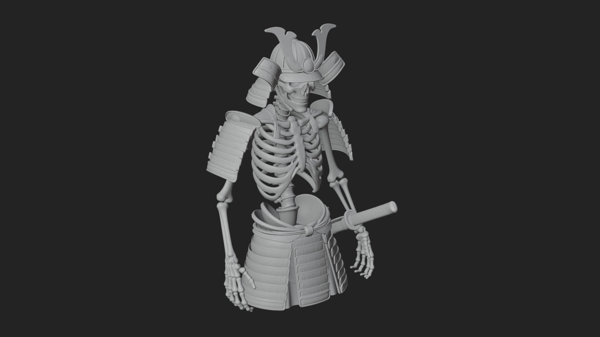 Skeleton Samurai Statue Design 2 3D Print Model 3D Model