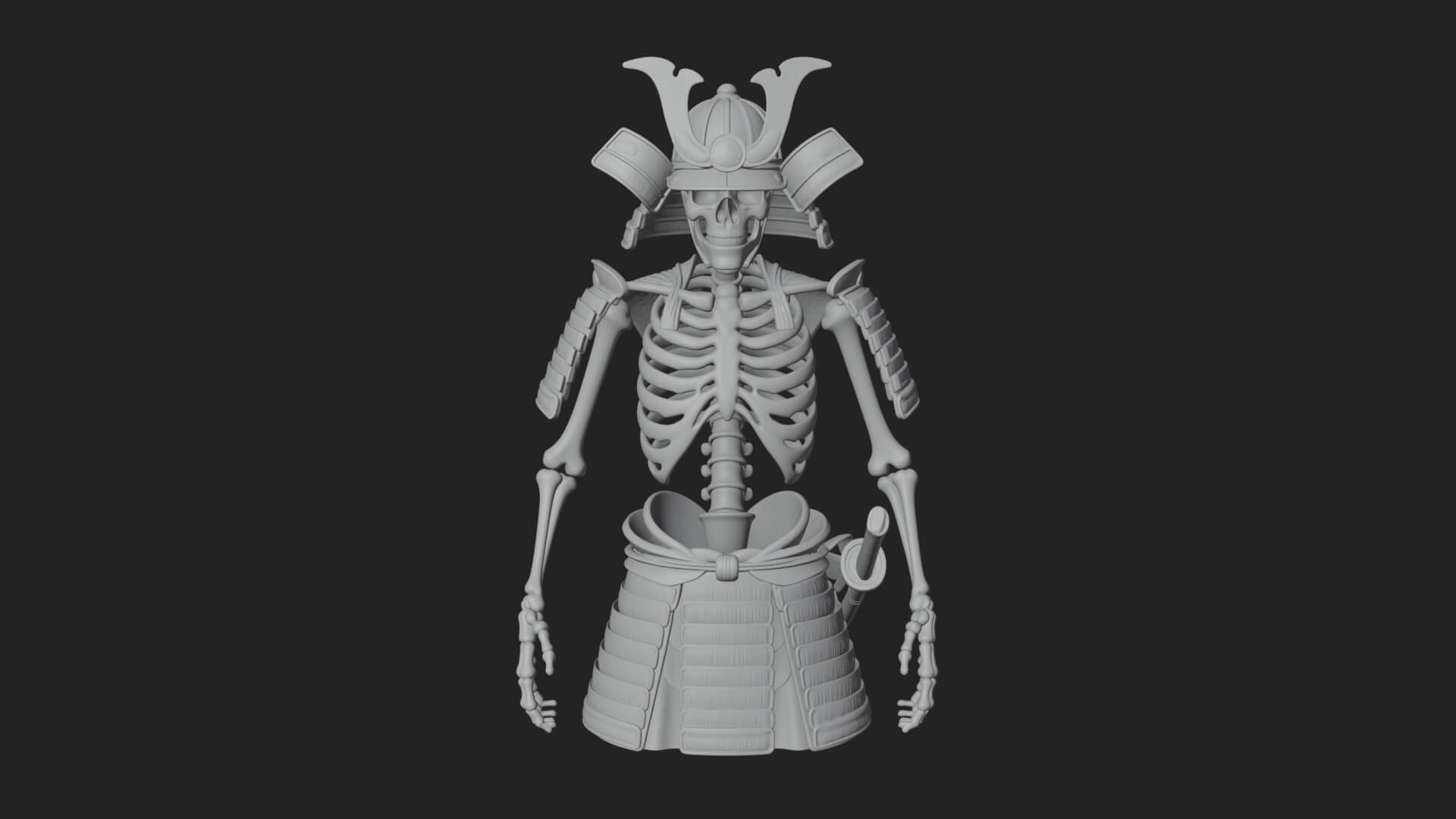 Skeleton Samurai Statue Design 2 3D Print Model 3D Model